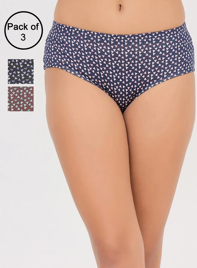 Clovia  Pack of 3-Mid Hipster Bikini with Inner Elastic - Cotton for Women | Best Price UAE